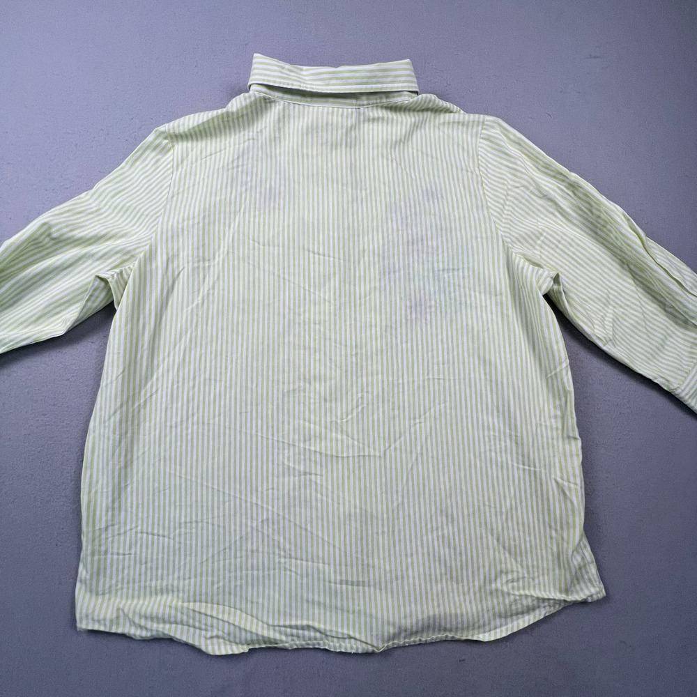 Country Store Button Down Shirt Womens XL Green Striped Floral Embroidered Top - Picture 13 of 14